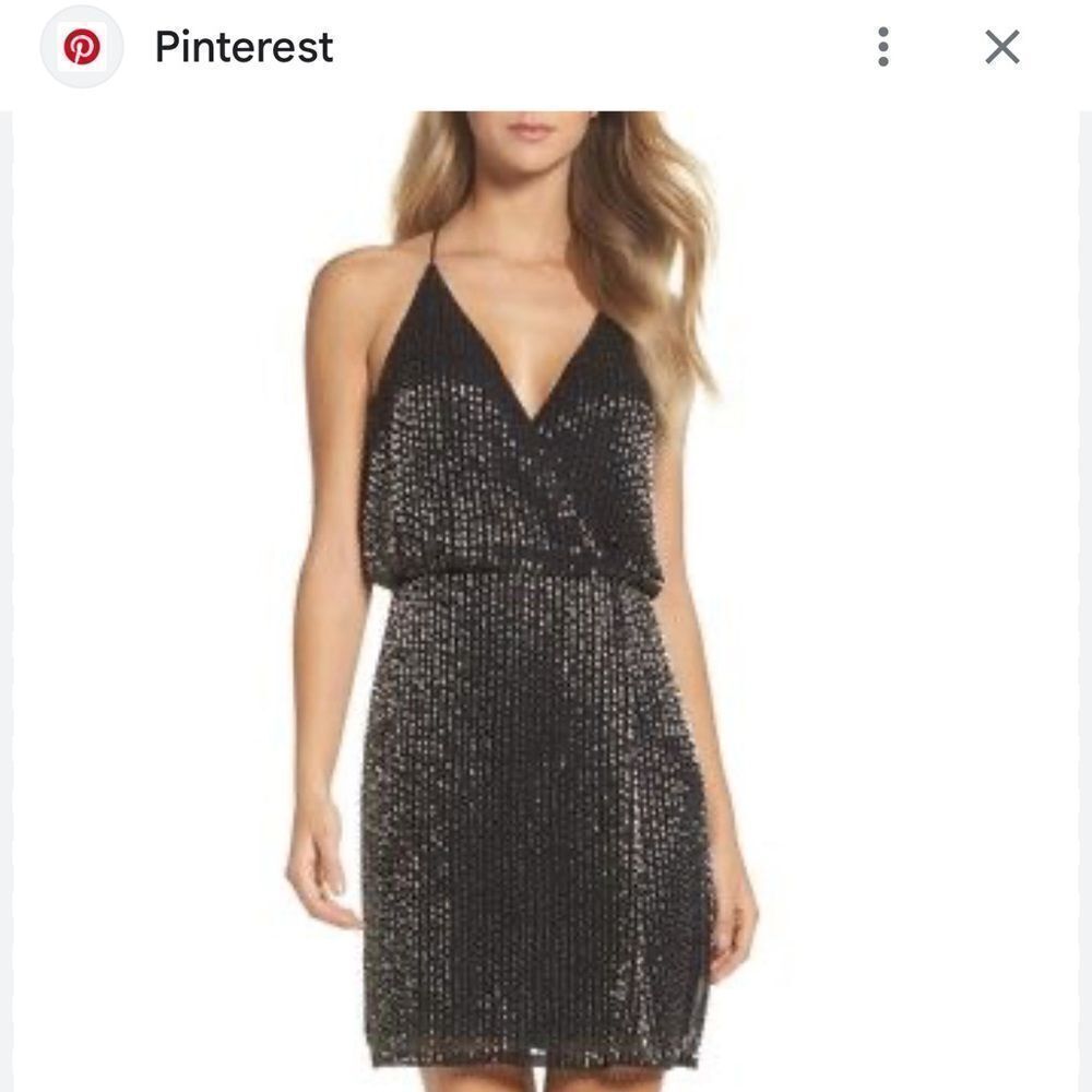 Adrianna Papell Black Dress with Silver Accents .Size 6 NWT